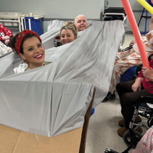 Salyersville Nursing and Rehab Staff members playing Life Size Wack-a-Mole with residents